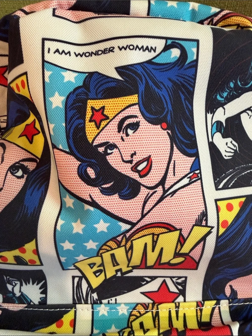 Loungefly Wonder Woman Comic Pop Art Backpack - Blue, Red, Yellow, Black, Cream